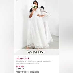 ASOS Curve Amelia Cutout Kimono Sleeve Bridal Dress